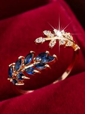 Blue Stone 18k Gold Plated adjustable Ring